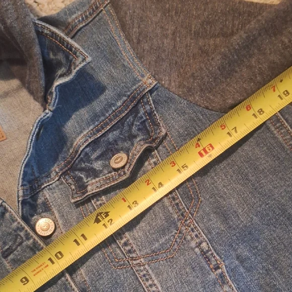 Hollister Kids Blue Denim Jacket with Gray Sleeves - Picture 3 of 5